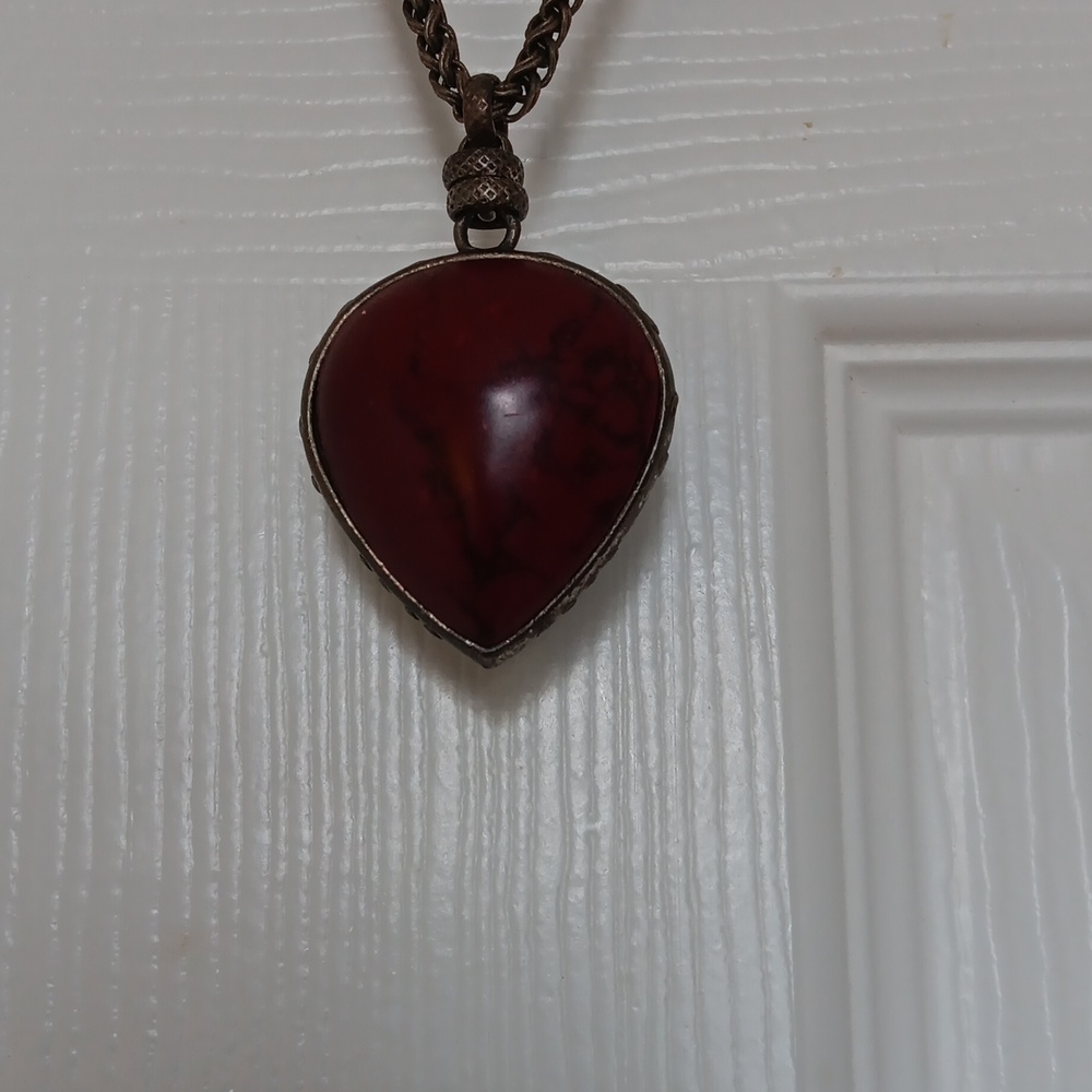 Lucky Bordeaux Teardrop Heart Pendant Necklace - Women Jewelry,Boho - Picture 3 of 7